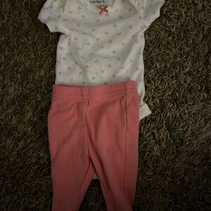 Carter's Floral Onesie and Coral Pants Set